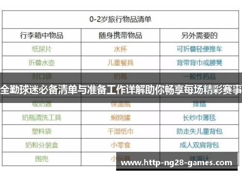 全勤球迷必备清单与准备工作详解助你畅享每场精彩赛事